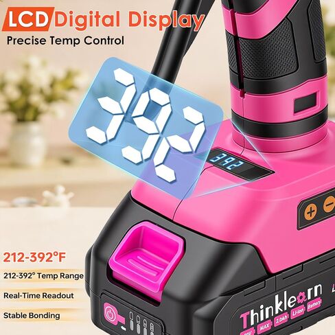 Pink Cordless Hot Glue Gun, LCD Temp Adjust Display with 32PCS Glue Sticks in Kuwait