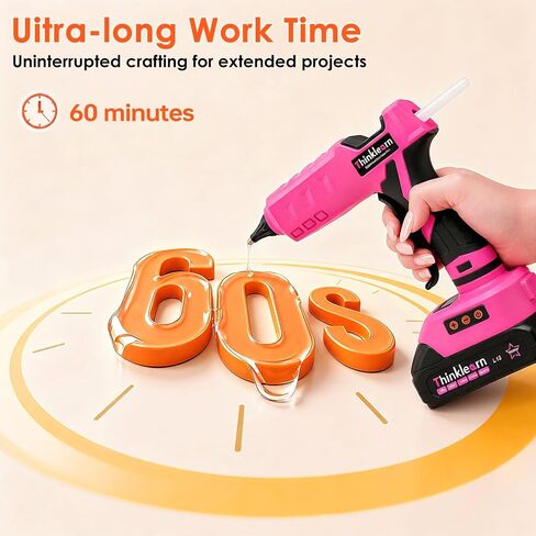 Pink Cordless Hot Glue Gun, LCD Temp Adjust Display with 32PCS Glue Sticks in Kuwait