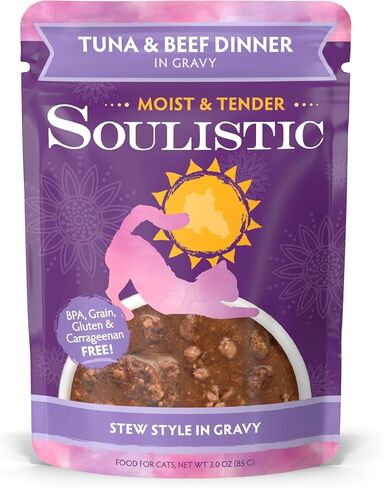 Soulistic Moist and Tender, Tuna and Salmon Dinner in Gravy, 3oz Pouch, Pack of 8 in Kuwait