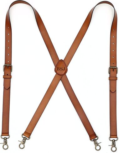 Mens Suspenders X Back Design Leather Suspenders Adjustable Brown Braces Groomsmen Gift for Wedding in Kuwait