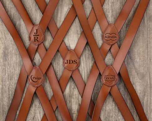 Mens Suspenders X Back Design Leather Suspenders Adjustable Brown Braces Groomsmen Gift for Wedding in Kuwait