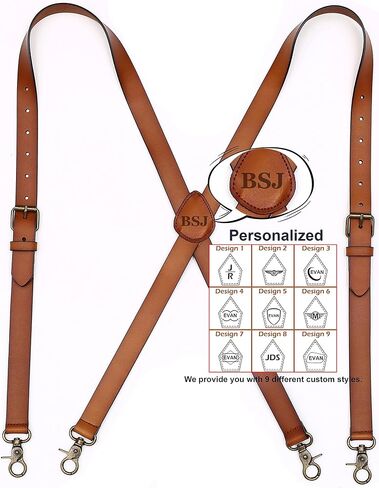 Mens Suspenders X Back Design Leather Suspenders Adjustable Brown Braces Groomsmen Gift for Wedding in Kuwait