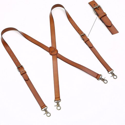 Mens Suspenders X Back Design Leather Suspenders Adjustable Brown Braces Groomsmen Gift for Wedding in Kuwait