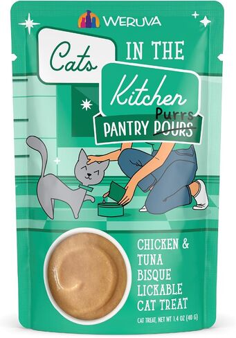 Weruva Cats in the Kitchen Pantry Pours, Chicken and Pumpkin Bisque with Senior Support, 1.4oz Pouch, Pack of 12 in Kuwait