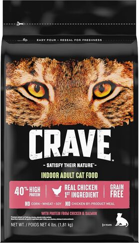 CRAVE Grain Free High Protein Indoor Dry Cat Food, Chicken & Salmon, 4 lb in Kuwait