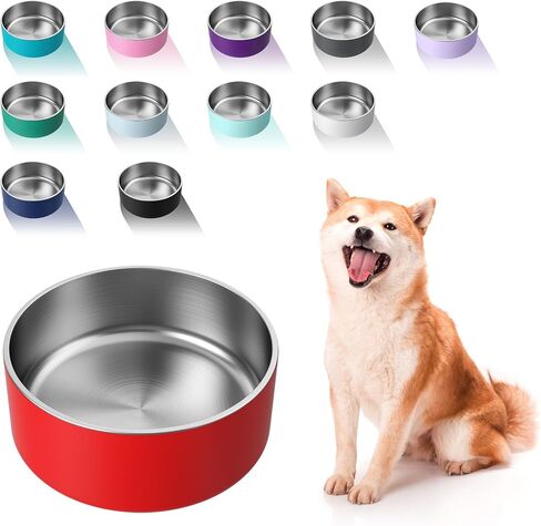 WENBOKMIN Dog Bowl, Stainless Steel Food and Water Bowl, 40oz, Blue | Non Slip Quiet Bottom, Easy to Clean, Dishwasher Safe in Kuwait