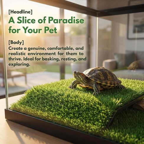 Veemoon Square Artificial Grass Carpet, Realistic Synthetic Reptile Turf Pet Cage Simulation Grass Mat/Substrate Lizard Tank Accessories Turtle Ramp Turf for Basking Platform Habitat, 9. 8×9. 8inch in Kuwait
