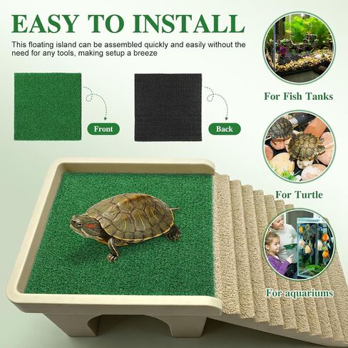 Veemoon Square Artificial Grass Carpet, Realistic Synthetic Reptile Turf Pet Cage Simulation Grass Mat/Substrate Lizard Tank Accessories Turtle Ramp Turf for Basking Platform Habitat, 9. 8×9. 8inch in Kuwait