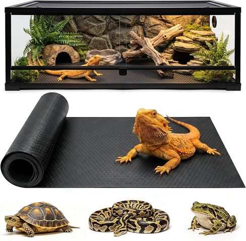 Reptile Enclosure Substrate, 18“ x 40", Waterproof Mat Suitable for Tortoises, Geckos, Snakes, Frogs, and Lizards; Customizable Enclosure Mat, Black in Kuwait