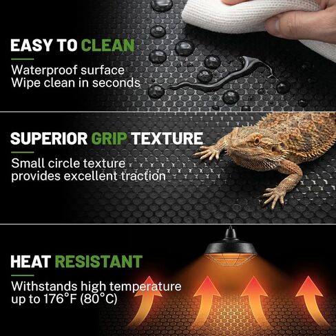 Reptile Enclosure Substrate, 18“ x 40", Waterproof Mat Suitable for Tortoises, Geckos, Snakes, Frogs, and Lizards; Customizable Enclosure Mat, Black in Kuwait