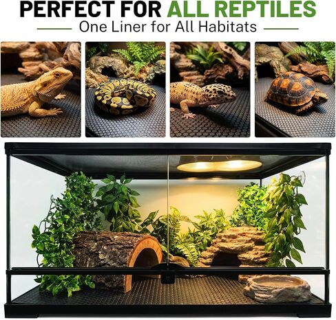 Reptile Enclosure Substrate, 18“ x 40", Waterproof Mat Suitable for Tortoises, Geckos, Snakes, Frogs, and Lizards; Customizable Enclosure Mat, Black in Kuwait