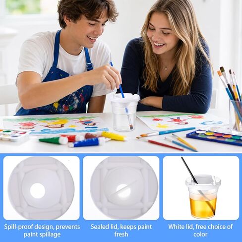 25 Pack No Spill Paint Cups with Lids, Small Plastic Paint Containers in Kuwait