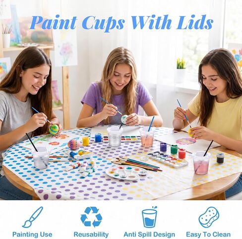 25 Pack No Spill Paint Cups with Lids, Small Plastic Paint Containers in Kuwait