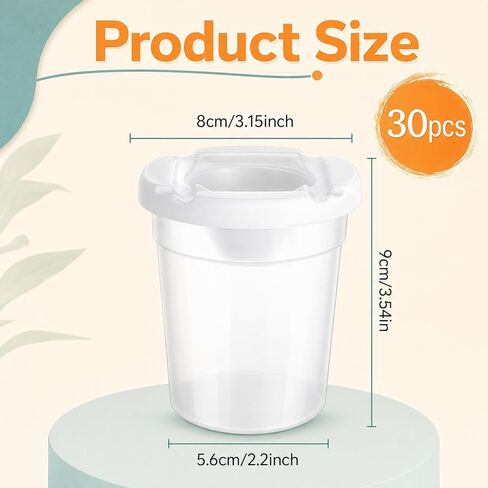 KongTiva 30 Pack No Spill Paint Cups with Lids for Kids, Reusable in Kuwait