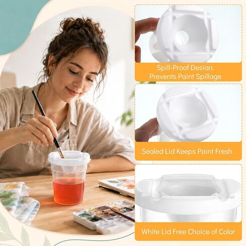 KongTiva 30 Pack No Spill Paint Cups with Lids for Kids, Reusable in Kuwait