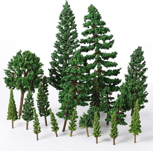 25 Pieces Miniature Model Trees 1.3-5.7 Inch Mixed Fake Tree Diorama Supplies Artificial Mini Tree Train Scenery Landscape for DIY Crafts, Building Model, Scenery Landscape, Natural Green in Kuwait