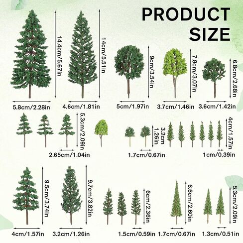 25 Pieces Miniature Model Trees 1.3-5.7 Inch Mixed Fake Tree Diorama Supplies Artificial Mini Tree Train Scenery Landscape for DIY Crafts, Building Model, Scenery Landscape, Natural Green in Kuwait