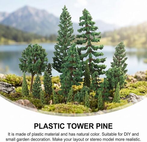 25 Pieces Miniature Model Trees 1.3-5.7 Inch Mixed Fake Tree Diorama Supplies Artificial Mini Tree Train Scenery Landscape for DIY Crafts, Building Model, Scenery Landscape, Natural Green in Kuwait