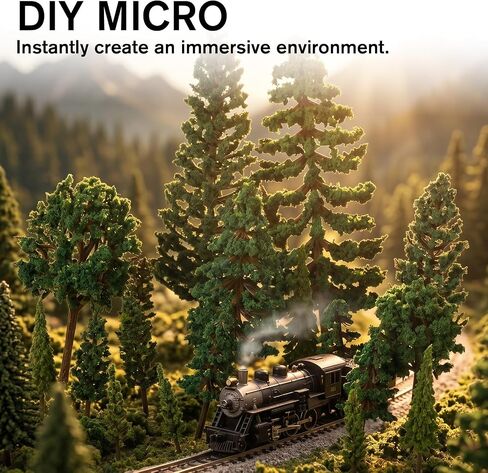 25 Pieces Miniature Model Trees 1.3-5.7 Inch Mixed Fake Tree Diorama Supplies Artificial Mini Tree Train Scenery Landscape for DIY Crafts, Building Model, Scenery Landscape, Natural Green in Kuwait