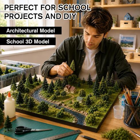 25 Pieces Miniature Model Trees 1.3-5.7 Inch Mixed Fake Tree Diorama Supplies Artificial Mini Tree Train Scenery Landscape for DIY Crafts, Building Model, Scenery Landscape, Natural Green in Kuwait
