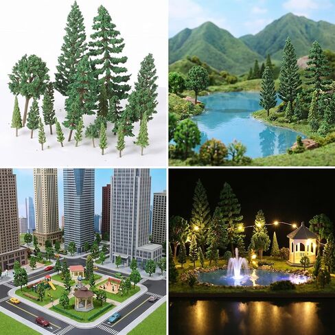 25 Pieces Miniature Model Trees 1.3-5.7 Inch Mixed Fake Tree Diorama Supplies Artificial Mini Tree Train Scenery Landscape for DIY Crafts, Building Model, Scenery Landscape, Natural Green in Kuwait