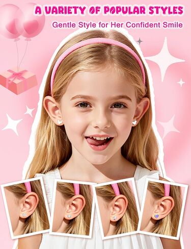 THUNARAZ 16 Pairs Hypoallergenic Screw Back Earrings for Girls Women Surgical Steel Cute CZ Heart Flower Star Butterfly Screwback Stud Earrings Set 20G in Kuwait