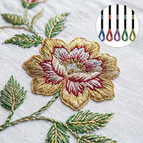 12 Skeins Metallic Embroidery Floss Polyester Cross Stitch Thread Variegated Embroiderys Floss Skein-Thread Glitter Embroiderys Threads for DIY String Art Thread Crafts in Kuwait