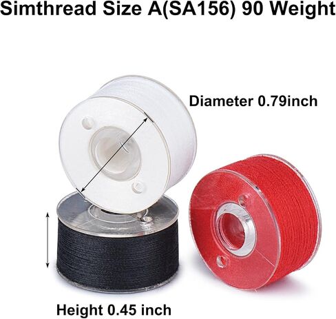 Simthread 28pcs Prewound Bobbin Thread Size A SA156 90WT - Assorted Colors in Kuwait