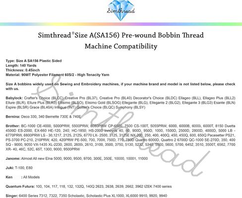 Simthread 28pcs Prewound Bobbin Thread Size A SA156 90WT - Assorted Colors in Kuwait