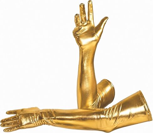 Sheface Men's and Women's 19" Shiny Metallic Long Gloves & Cocktail Party Cosplay Gloves 1980s Costume Party Wet Look Gloves in Kuwait
