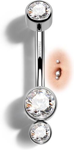 Mooncrush Jewelry G23 Solid Titanium Belly Button Rings 14G 10MM Belly Navel Rings for Women Men Internally Threaded Belly Belly Piercing Jewelry Surgical Steel in Saudi Arabia