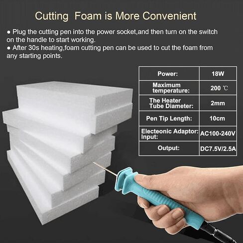 Foam Cutter Electric Hot Wire Cutter Pen 10CM Foam Board Cutting with Stand 18W Hot Knife Styrofoam Cutting Pen with Adaptor Foam Cutting Tool for White Safe Styrofoam,Arts,Handcraft in Saudi Arabia
