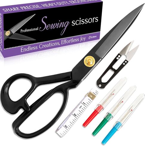 Professional 9 Inch Sewing Scissors for Fabric Cutting - Ultra Sharp, Heavy Duty Fabric Shears for Smooth, Precise Cuts on All Fabrics and Leather, for Tailors, Dressmakers, Crafters, and Artists in Kuwait