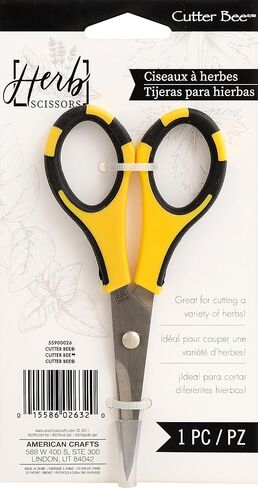 EK Tools Cutter Bee Precision Craft Scissors - Small Ergonomic Scissors with Micro Tip for Cutting Paper, Herbs, and More - Stainless Steel Blades, Yellow and Black in Kuwait