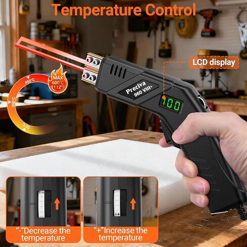 Preciva Hot Knife Foam Cutter with Digital Display, Electric Foam Cutting Tool Kit, Pure Copper Base, 20 Adjustable Temperatures with Overheat Protection, Ideal for PE Foam, XPS, Rope, Fabric, DIY in Kuwait