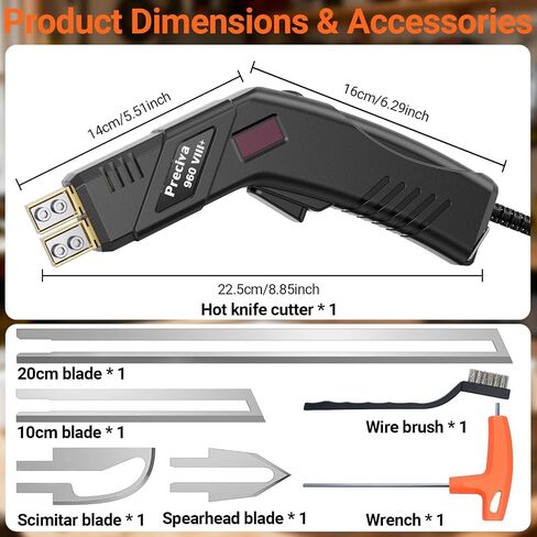 Preciva Hot Knife Foam Cutter with Digital Display, Electric Foam Cutting Tool Kit, Pure Copper Base, 20 Adjustable Temperatures with Overheat Protection, Ideal for PE Foam, XPS, Rope, Fabric, DIY in Kuwait