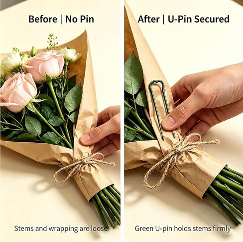 100 Pieces 1.7 inch Green Floral Pins, Greening Pins, U-Shaped Fern Plant Pin for Straw Wreaths, Bouquets, Fern Moss & DIY Craft Projects. in Kuwait