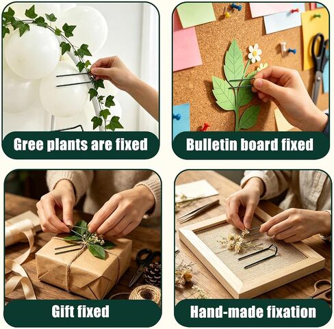 100 Pieces 1.7 inch Green Floral Pins, Greening Pins, U-Shaped Fern Plant Pin for Straw Wreaths, Bouquets, Fern Moss & DIY Craft Projects. in Kuwait