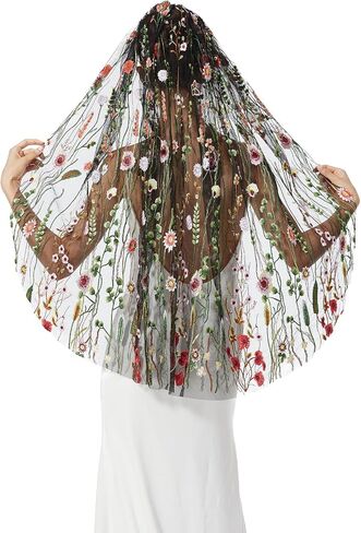 BEAUTELICATE 1 الطبقة الزفاف الحجاب الزفاف رائعة مطرزة الحجاب الحديقة السرية مع مشط in Kuwait