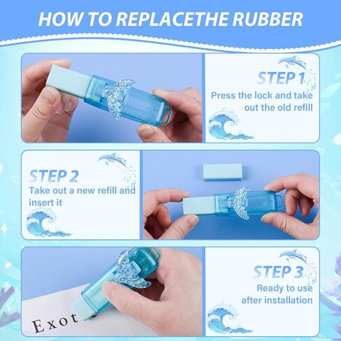 24 Pcs Cute Ocean Retractable Eraser for Pencils Cute School Supplies Kawaii Erasers for Kids Fun Cartoon Erasers Back to School Supplies Kid Party Favors Gift in Kuwait