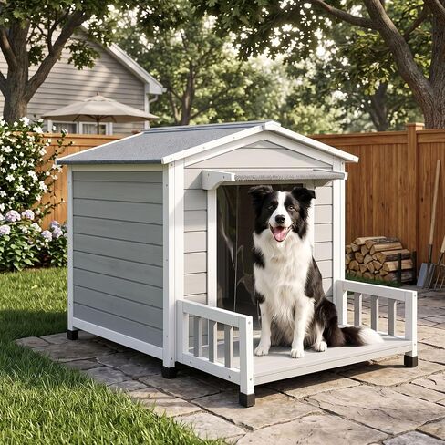 Large Dog House for Small Medium Large Dog Wood 43" Grey in Kuwait