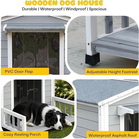 Large Dog House for Small Medium Large Dog Wood 43" Grey in Kuwait