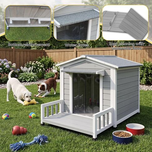 Large Dog House for Small Medium Large Dog Wood 43" Grey in Kuwait