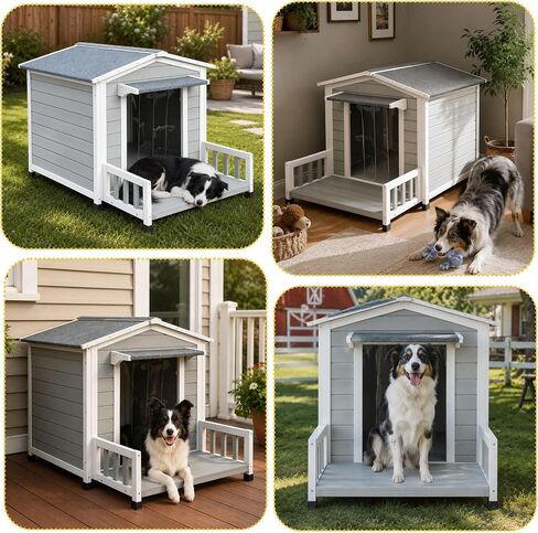 Large Dog House for Small Medium Large Dog Wood 43" Grey in Kuwait