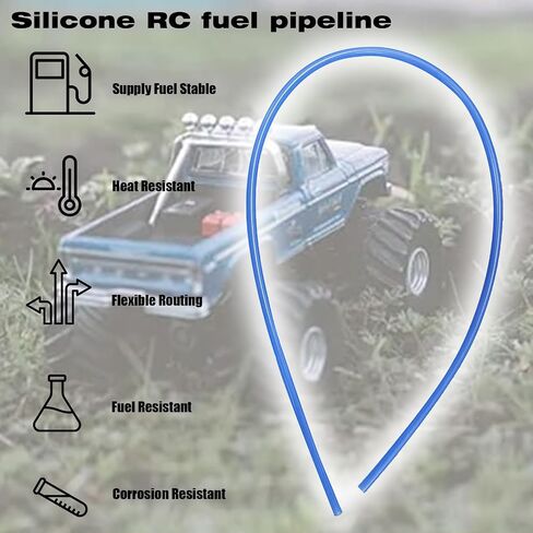 2' Silicone RC Fuel Line Compatible with Traxxas Nitro RC, 4 Pack Blue in Kuwait