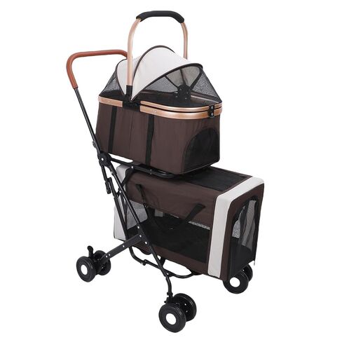 Double Pet Stroller Lightweight Foldable 4 Wheels Strolling Cart in Kuwait