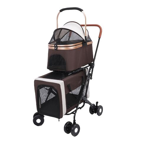 Double Pet Stroller Lightweight Foldable 4 Wheels Strolling Cart in Kuwait
