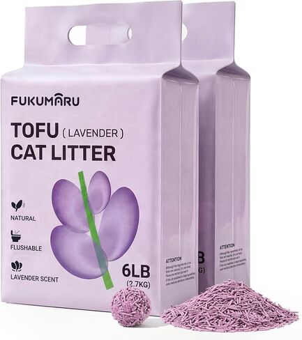 FUKUMARU Tofu Cat Litter, Lavender Scented, Clumping, Odor Control, 12 lb in Kuwait