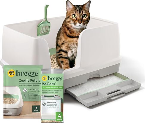 Purina Tidy Cats Breeze Litter Box System Kit with Pellet Cat Litter, XL Litter Box and Litter Box Pads in Kuwait