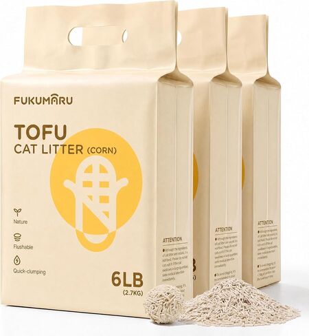 FUKUMARU Tofu Cat Litter, Corn Blend, Clumping, Odor Control, Low Dust 18lb in Kuwait